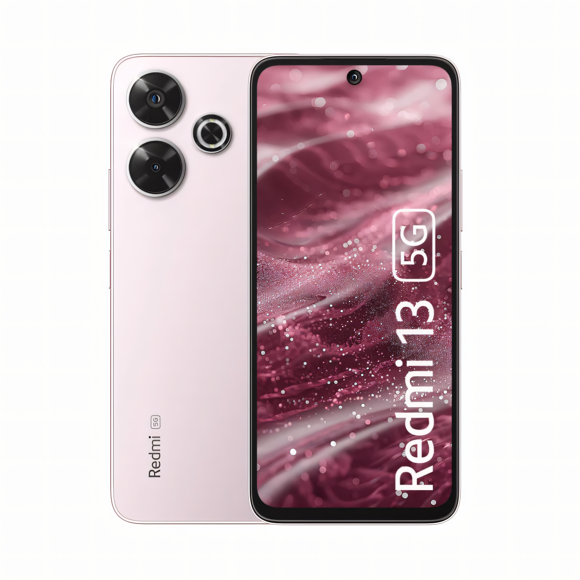 Redmi 13 5G phone design with curved edges and premium glass back