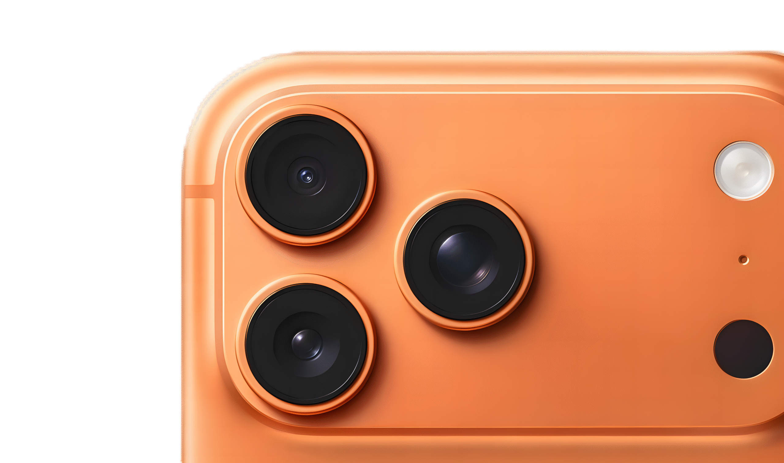 iPhone 17 Pro Max Cosmic Orange color with triple-camera setup and sleek titanium design